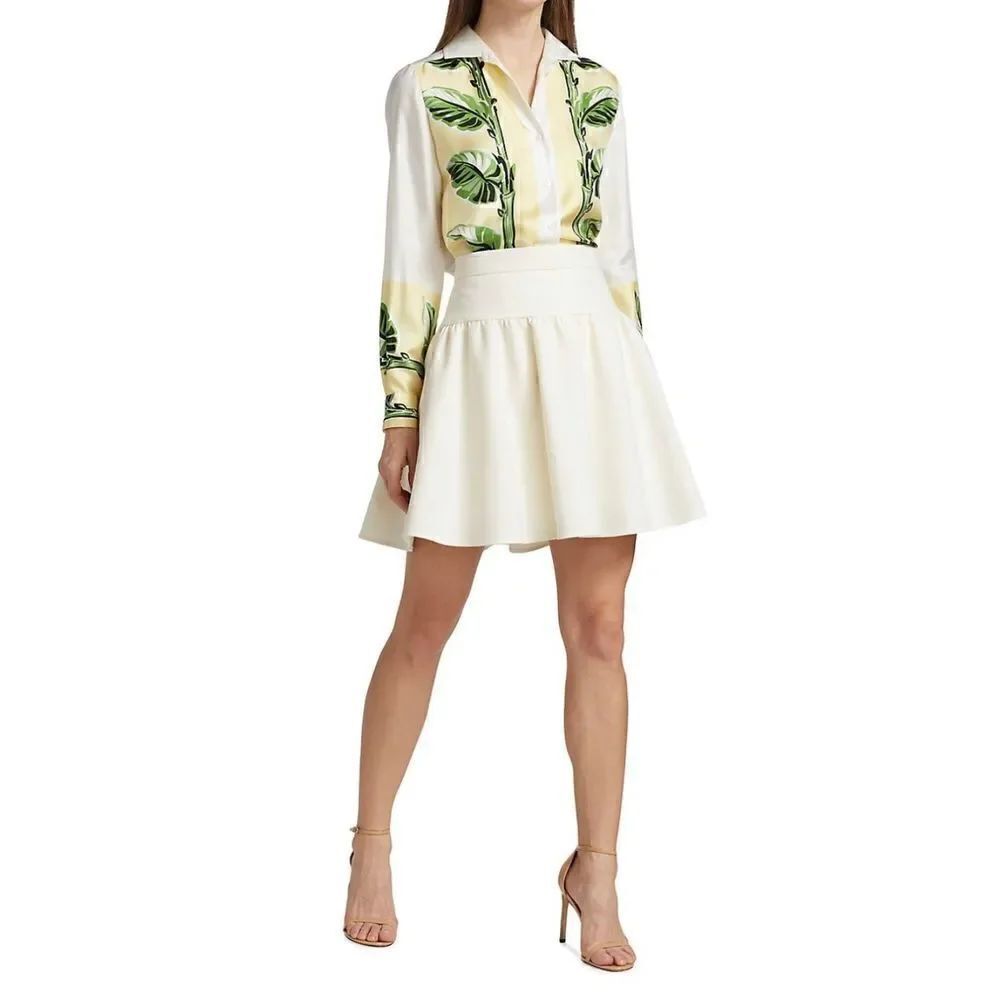 Max Mara Maesa Flared Mini Skirt in Ivory NWT Size 10